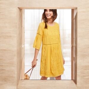 Anthropologie Akemi + Kin yellow embroidered dress